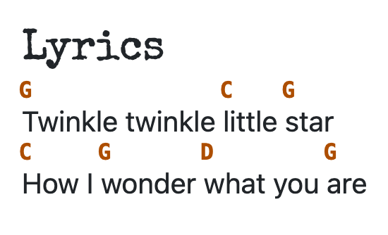 ChordPro lyrics formatting