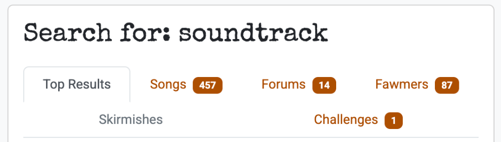 Screenshot: Example search results